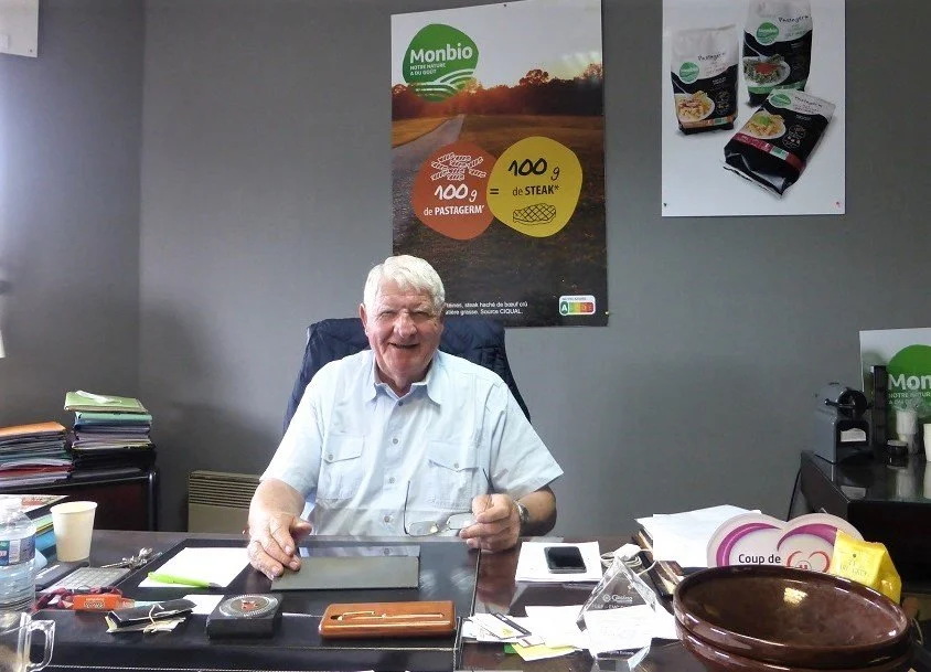 Laurent Spanghero in his office in Castelnaudary.  Famous on the rugby field, so famous as a meat merchant that he became known as the King of Cassoulet, M. Spanghero recently decided to focus on dishes that are 100% vegetarian.