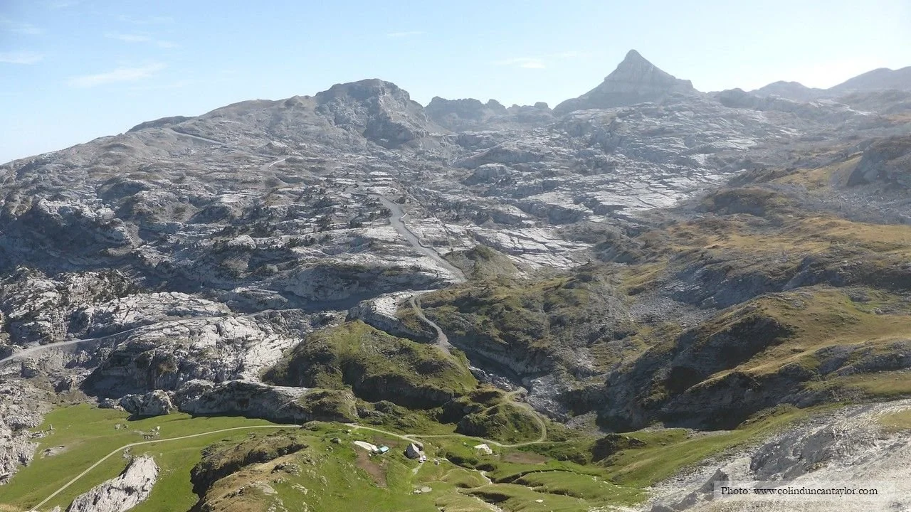 Pyrenean landscape of barren rocky mountains near the pass of Saint Martin's Stone.