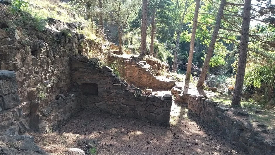 Foundations of a house in the 12th century village or Cabaret near Lastours.
