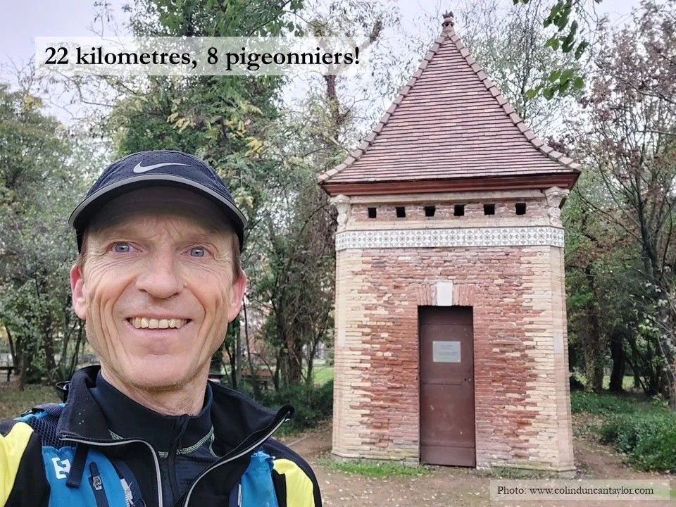 Author Colin Duncan Taylor next to the pigeonnier, or dovecote, in the Jardin Yves Bergougnan in Toulouse.