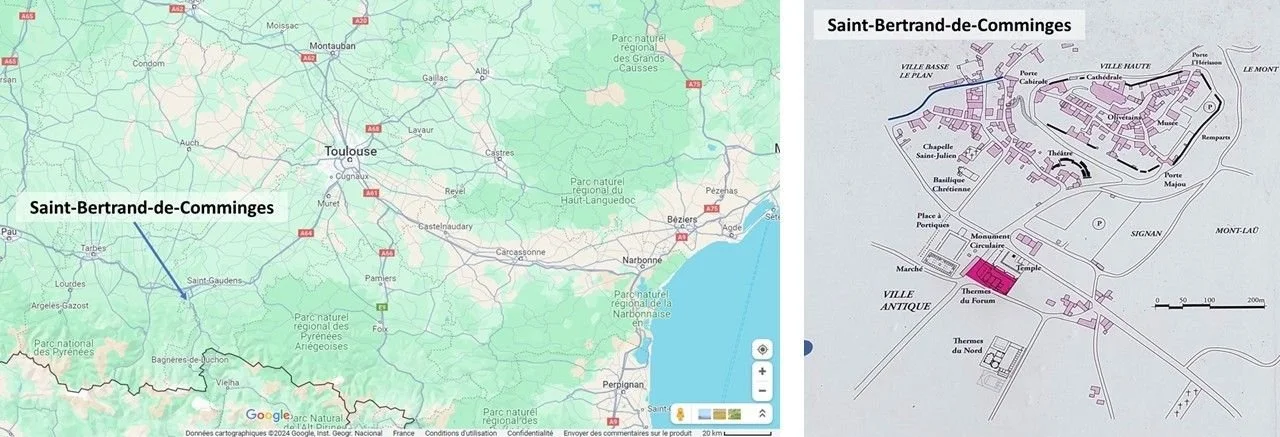Map of Saint-Bertrand-de-Comminges and the Roman city of Lugdunum Convenarum.