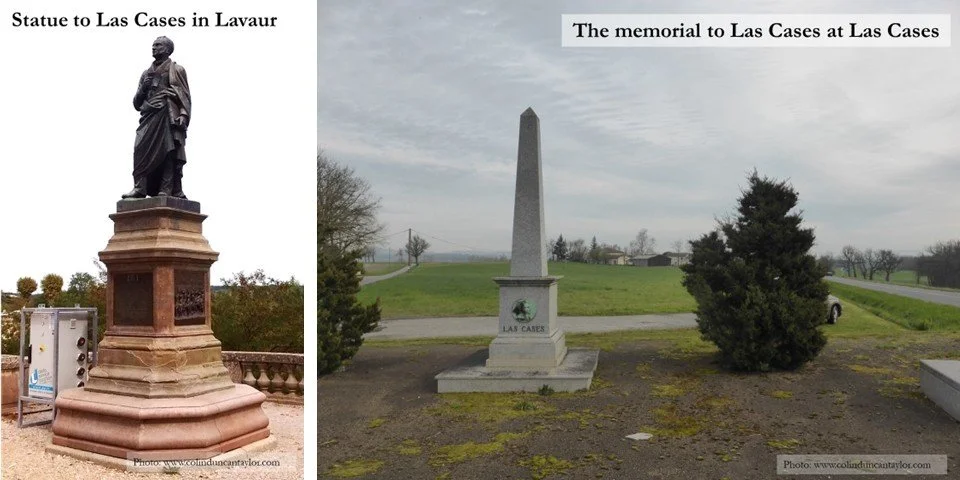 Two monuments to Emmanuel de Las Cases: one in Lavaur and the other near his family home.
