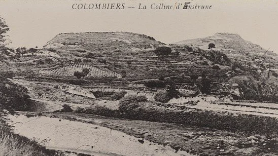Photograph of the hill of Enserune, 1949.