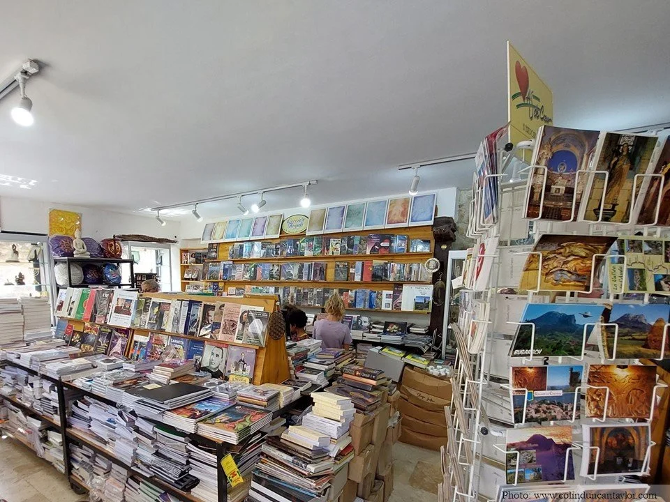 The interior of The Seekers' Bookshop in Rennes-le-Château.