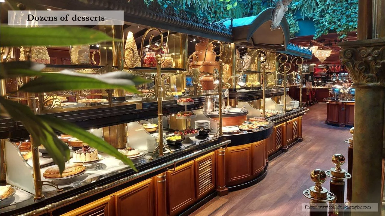 The dessert counter at Les Grands Buffets in Narbonne is enormous!