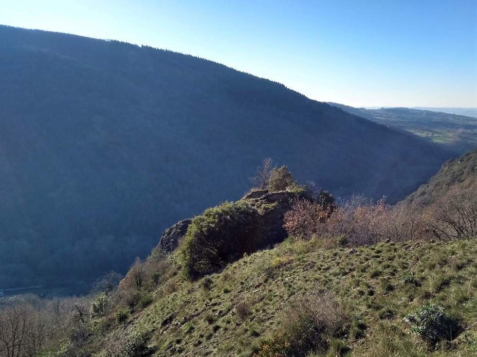 The ruins of the castle keep in the fortified village of Castlar, Montagne Noire.