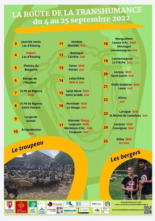 Poster showing stages of La Route de Transhumance in 2022.