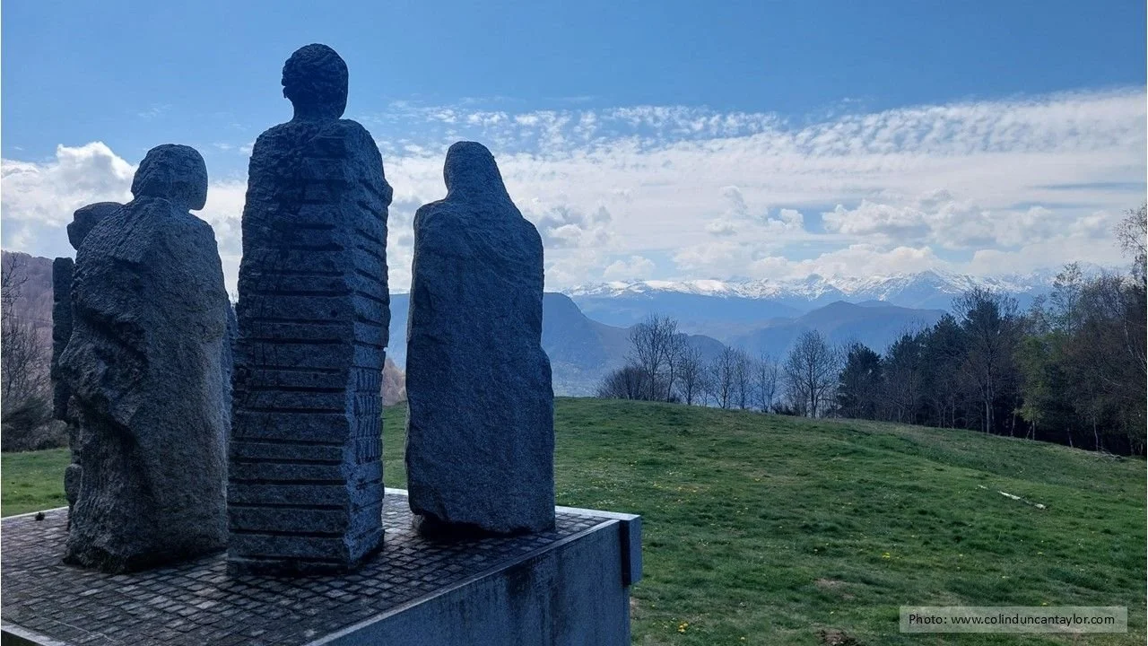 Granite figures sculpted by Ted Carrasco near Mercus in the French Pyrenees.