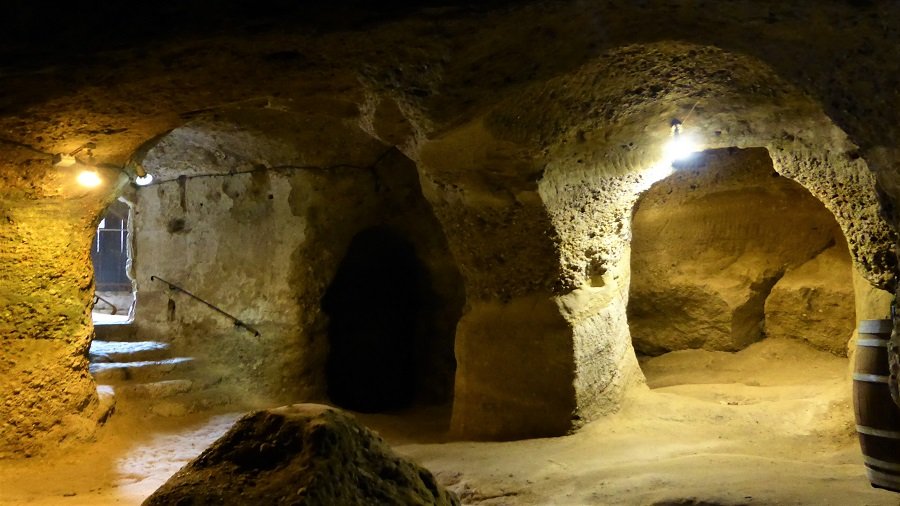 The cellars at the Abbey of Saint-Hilaire where, in 1531, Benedictine monks accidentally created the oldest sparkling wine in the world, now called Blanquette de Limoux.