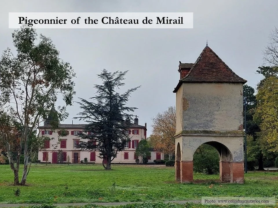 A pigeonnier, or dovecote, on arcades stands in the park of the 17th-century Château de Mirail in Toulouse.