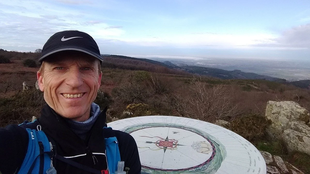 Author Colin Duncan Taylor at the Montalric orientation table in the Montagne Noire (789 metres above sea level).