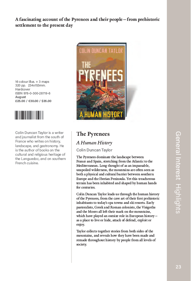 Yale catalogue page for 'The Pyrenees: A Human History'