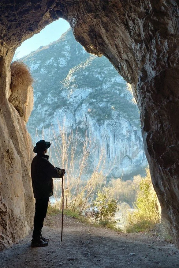 Author Colin Duncan Taylor in the fortified cave known as the Spoulga d'Ornolac.