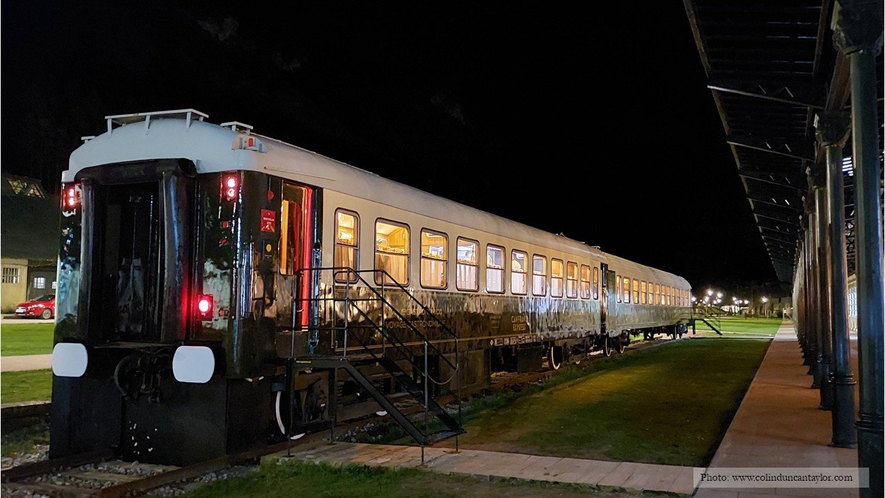 Railways carriages at Canfranc converted into a luxury restaurant.