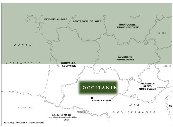 Map showing the French region of Occitanie.