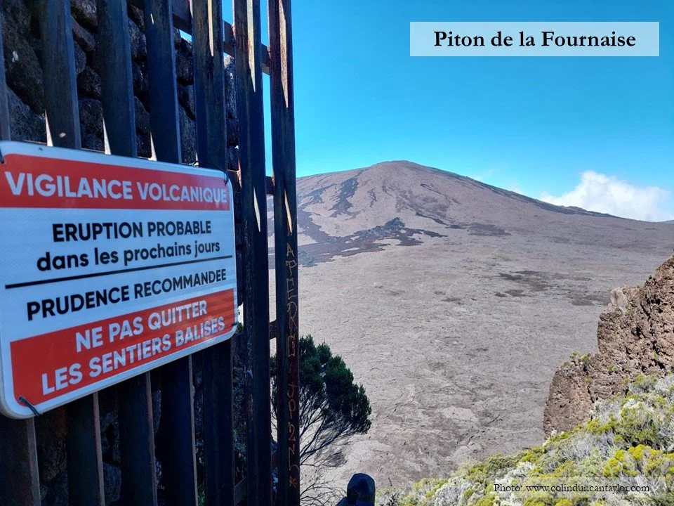 View of Piton de la Fournaise on the island of La Réunion. This is one of the most active volcanoes in the world.
