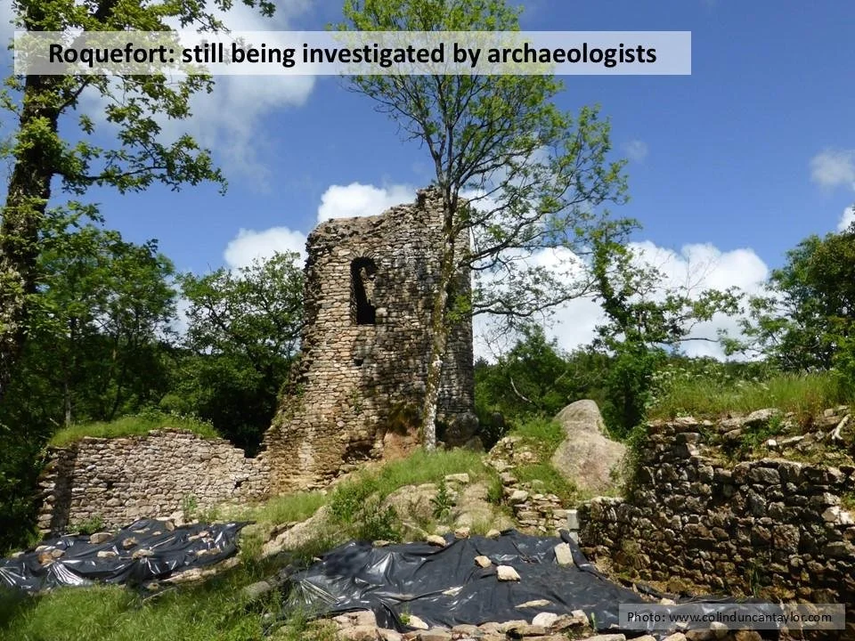 Ruins of the fortified village of Roquefort in the Montagne Noire.
