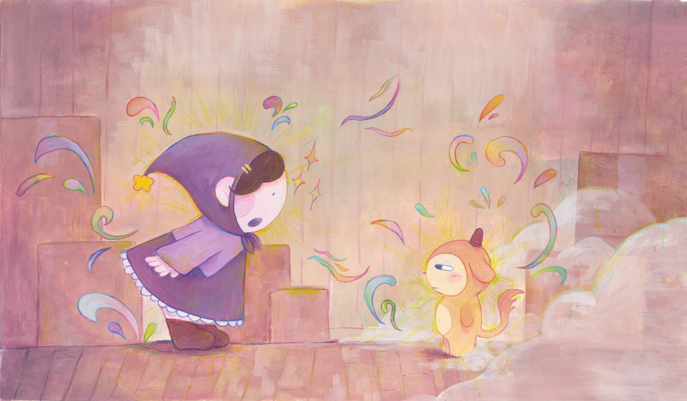 "Millie and Schmorbus" From Millie's Magic, Gouache and Colored Pencil