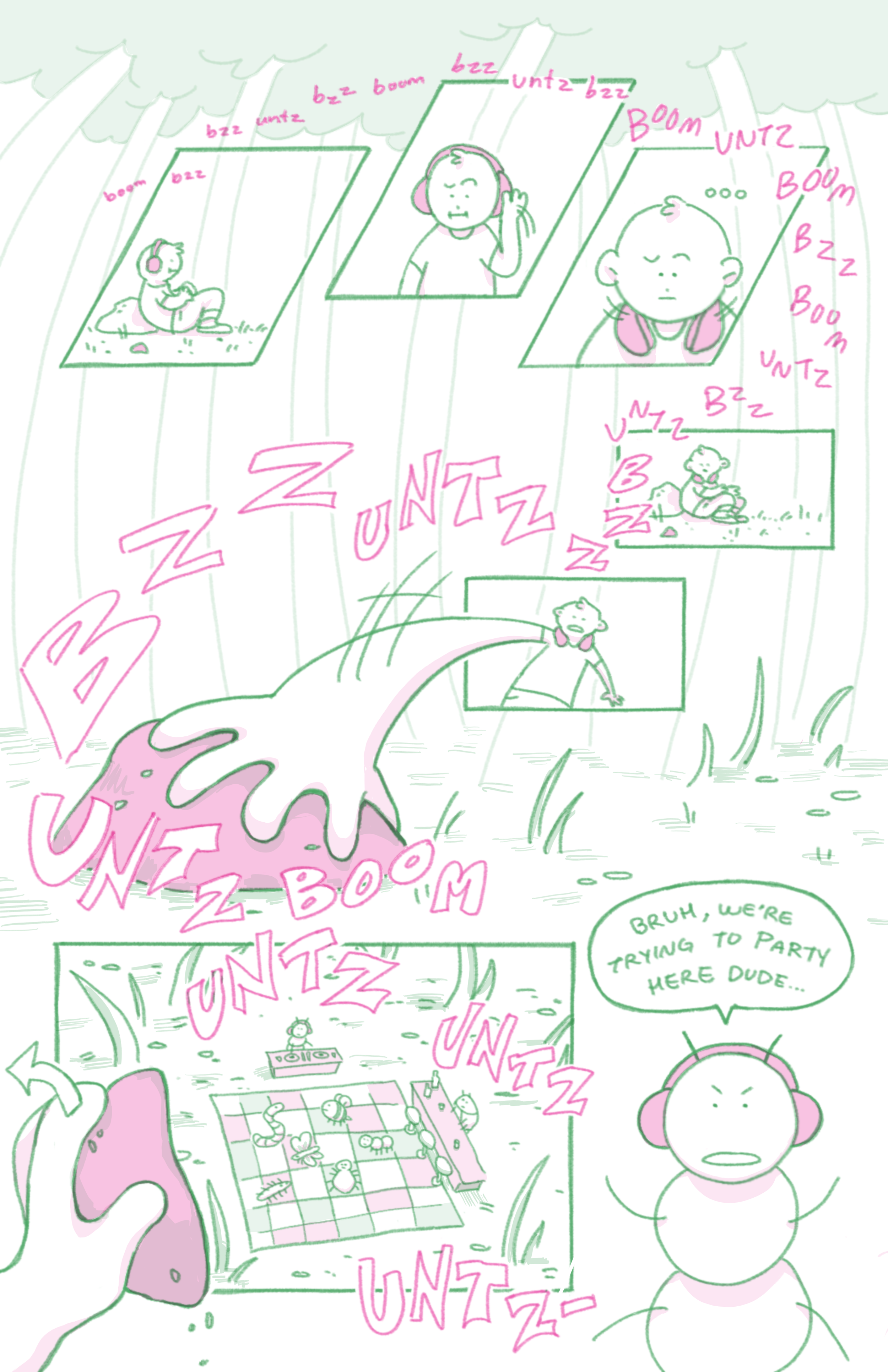 "Bug Party," Risograph