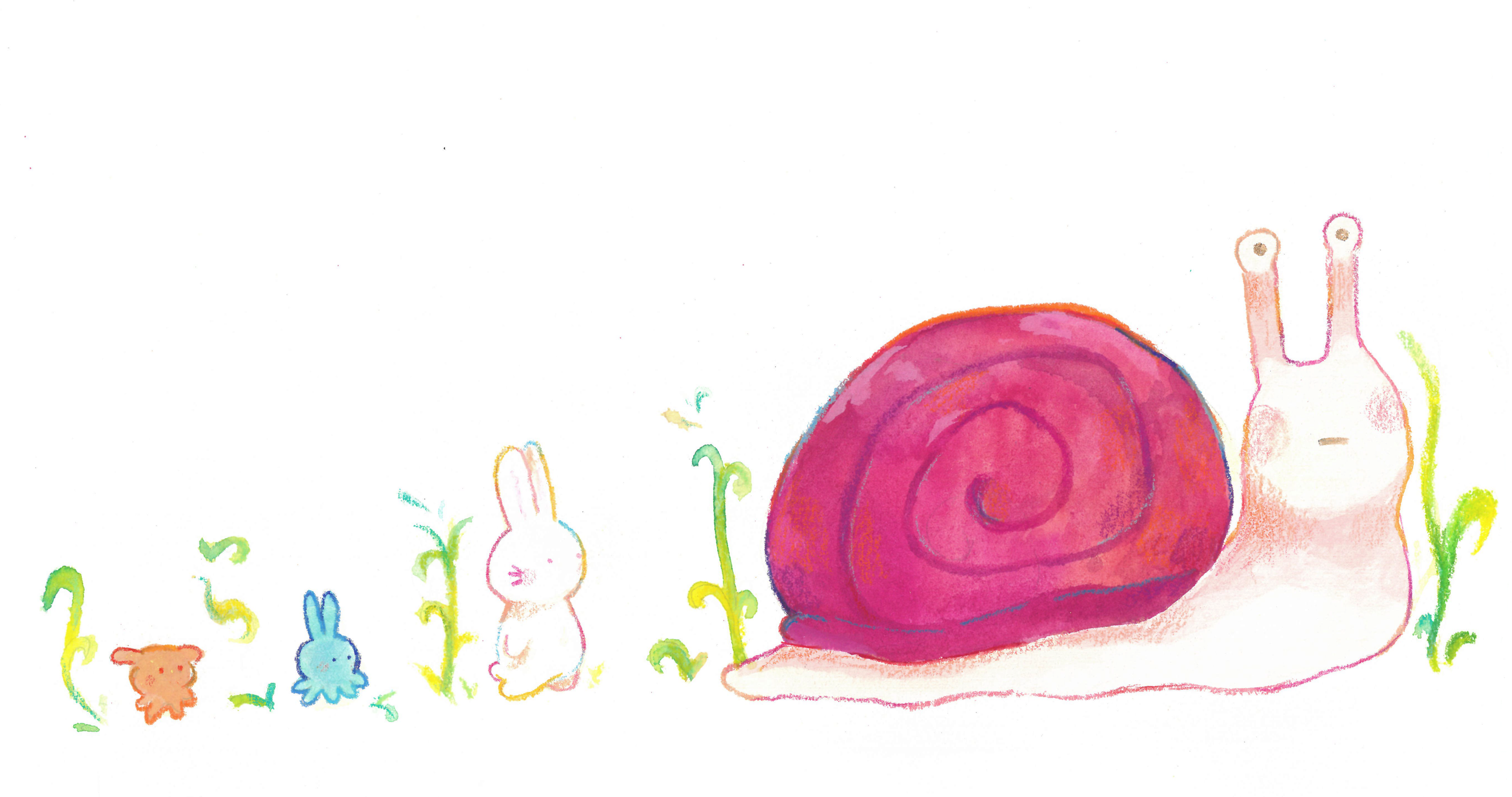 "Snail Parade Spot," Gouache and Colored Pencil