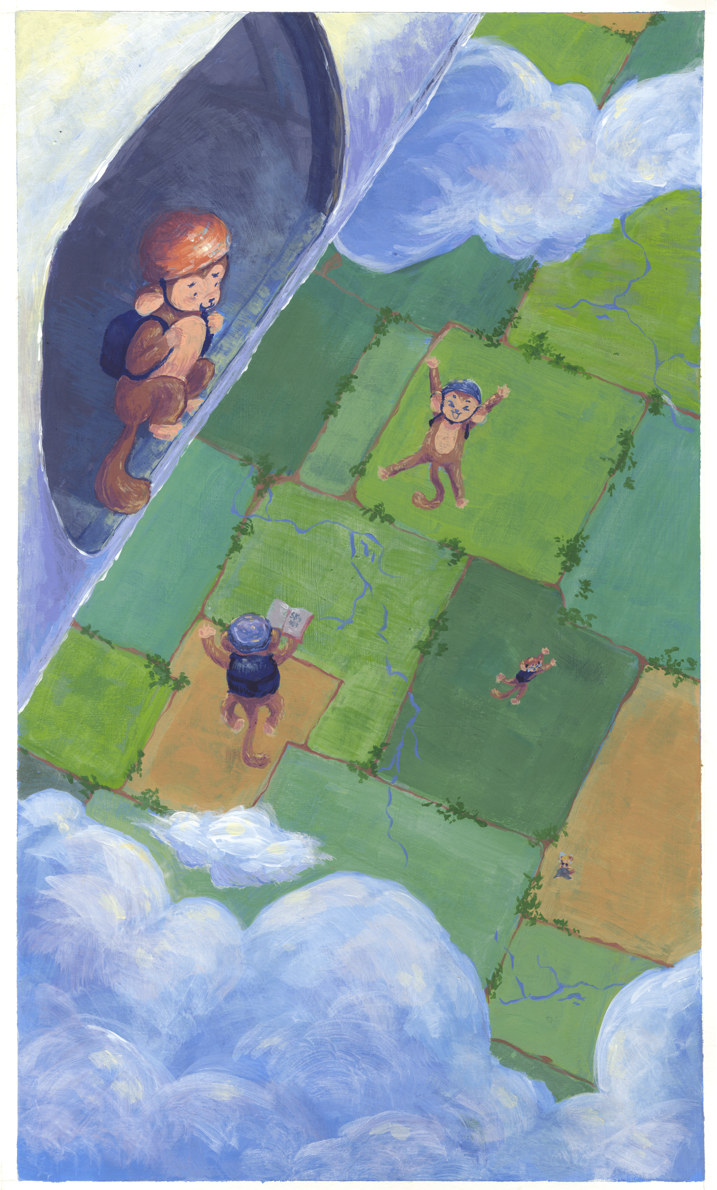 "Five Little Monkeys," Gouache