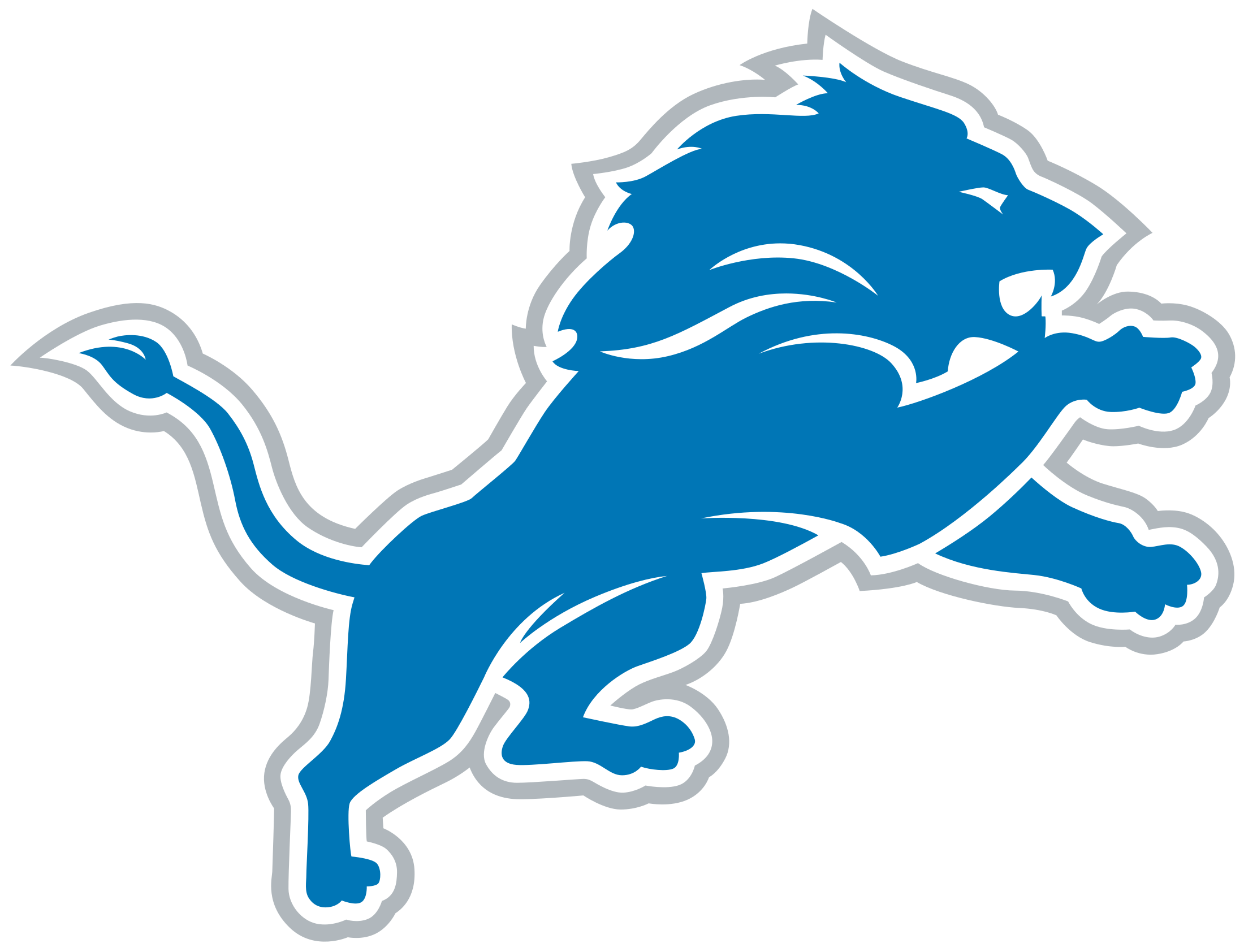 Detroit Lions logo featuring a blue lion with a white and gray outline