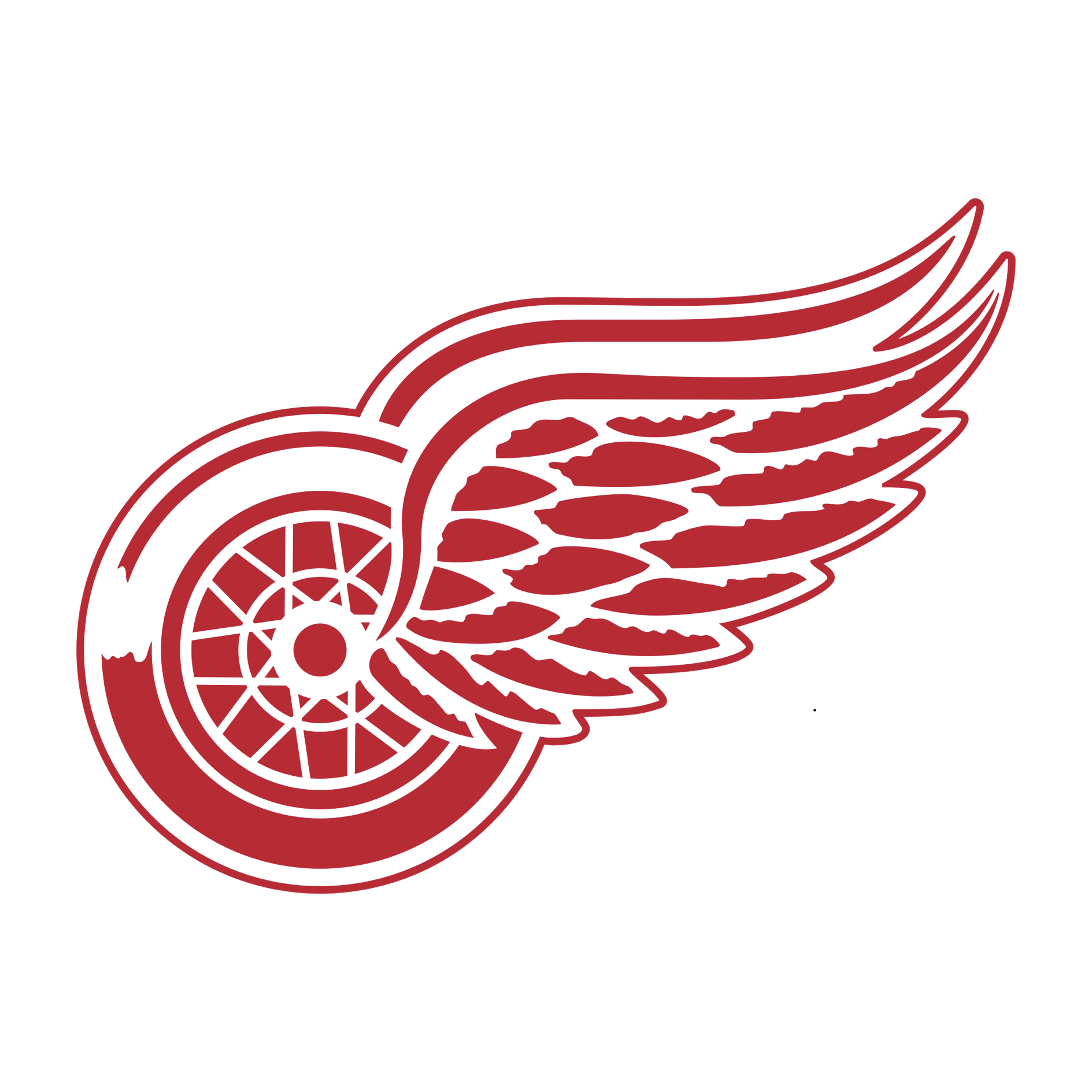 Detroit Red Wings logo featuring a stylized red wing attached to a red wheel.
