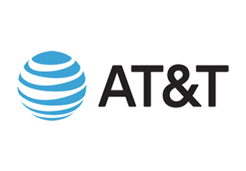 AT&T logo with a blue globe and black text