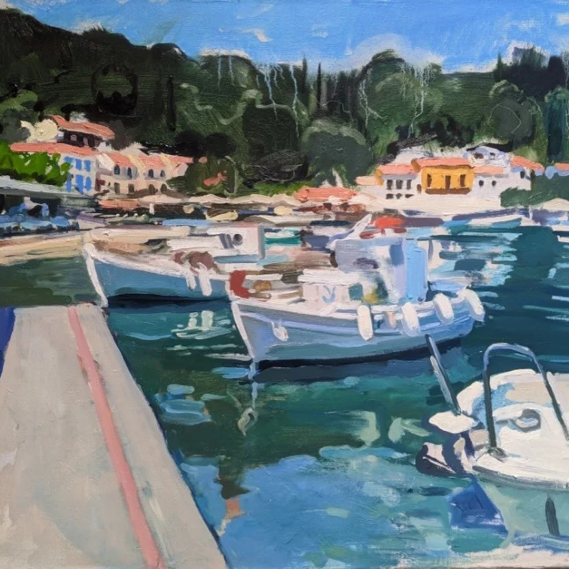 Gearing up for some more Mediterranean coastal scenes to bring some warmth and colour to your walls ☀️ 
.
.
.
#southerneuropeanpaintings #sea #coast #semiabstract #contemporaryart