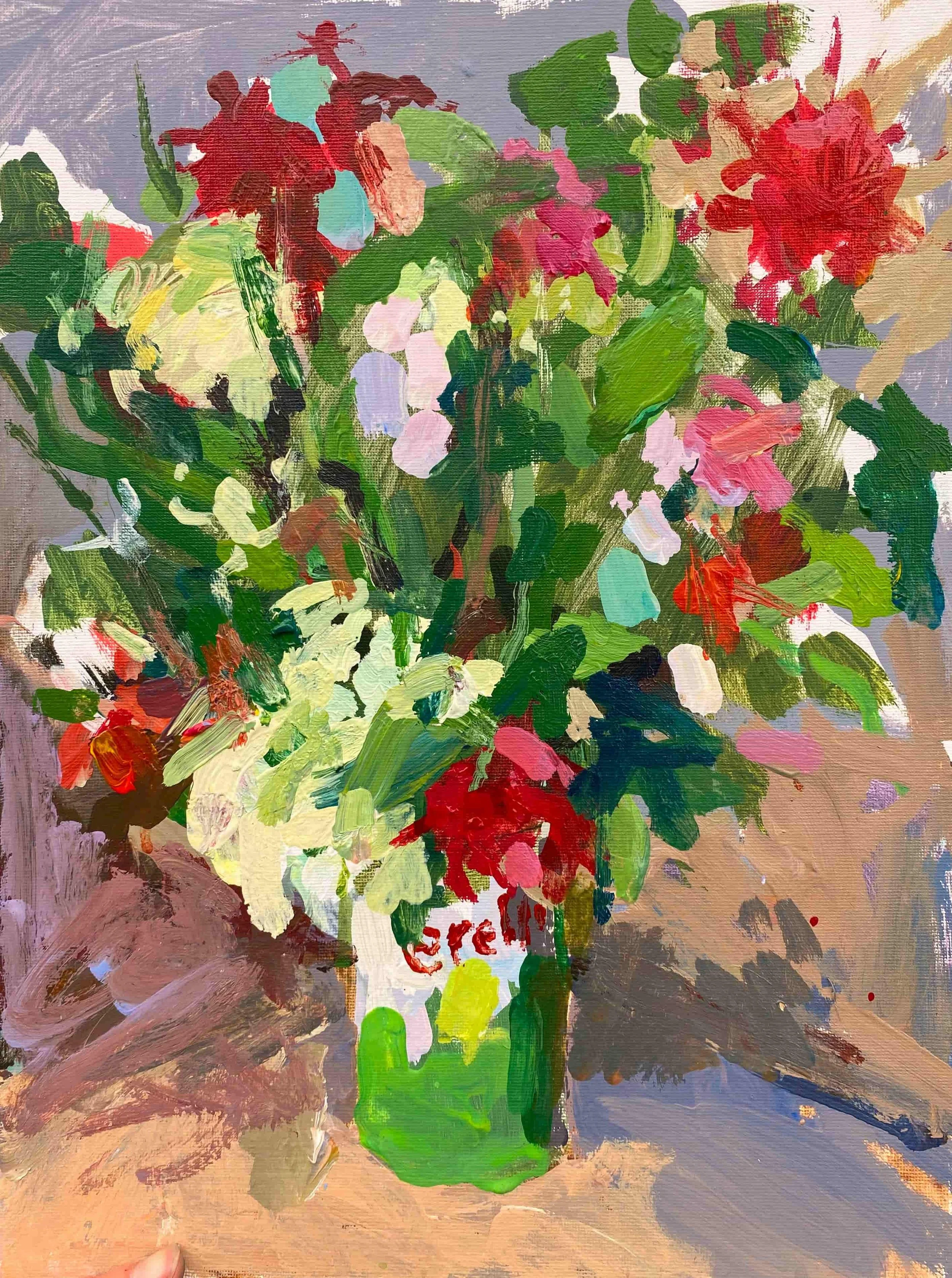 Summer flowers with Perello olives,

acrylic on board,

30cm x 40cm
