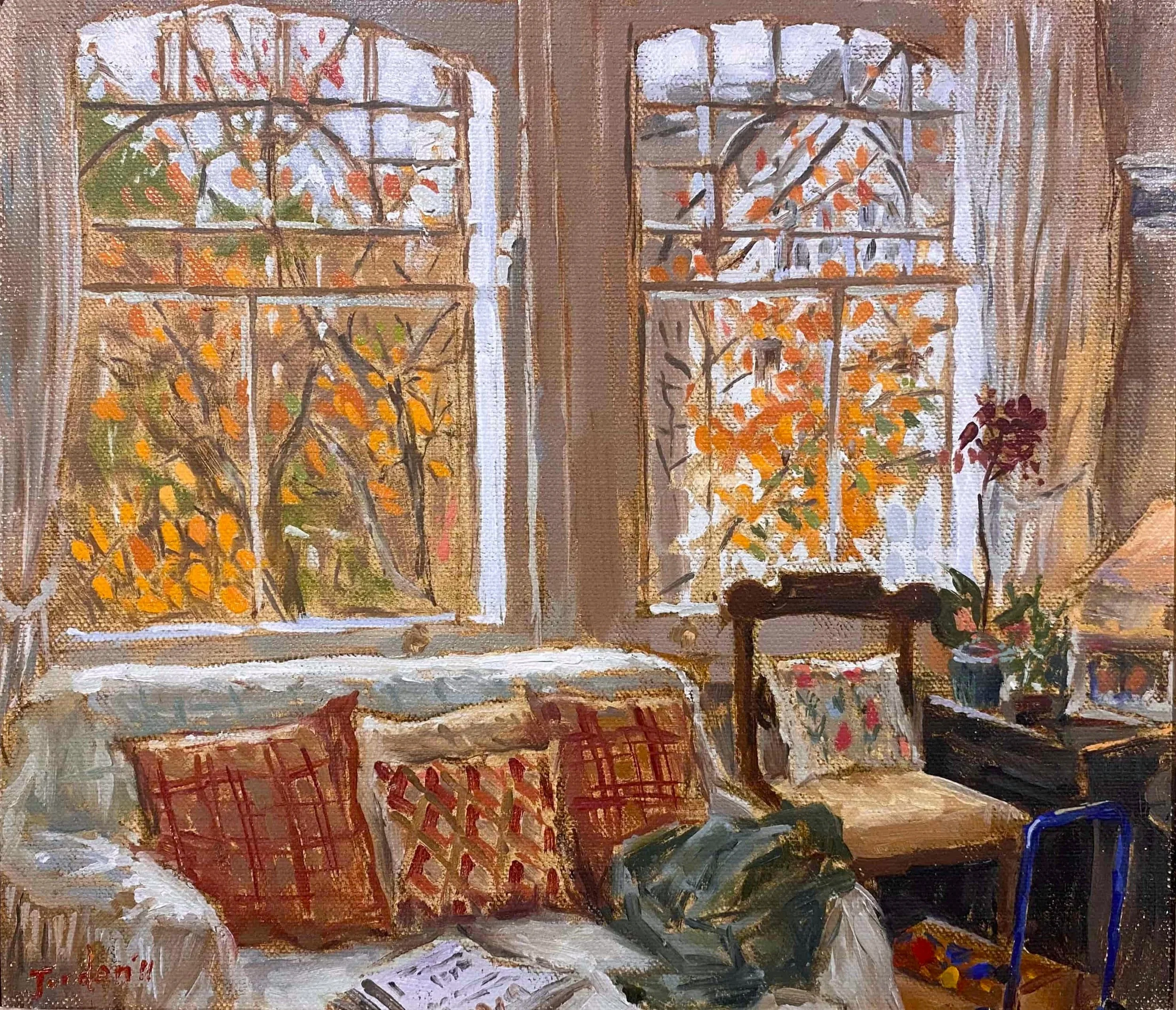 Cranbury Road autumn interior,

oil on canvas,

40cm x 50cm