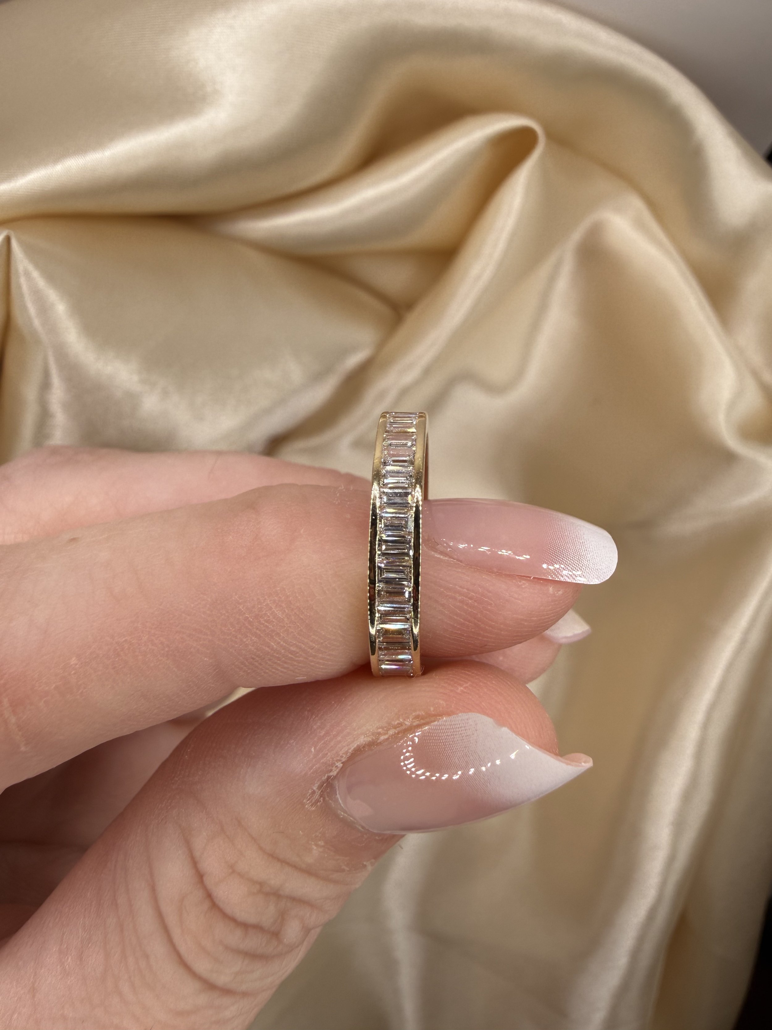 Baguette Eternity Band- 3.5mm wide - Lab Diamonds- Solid Gold