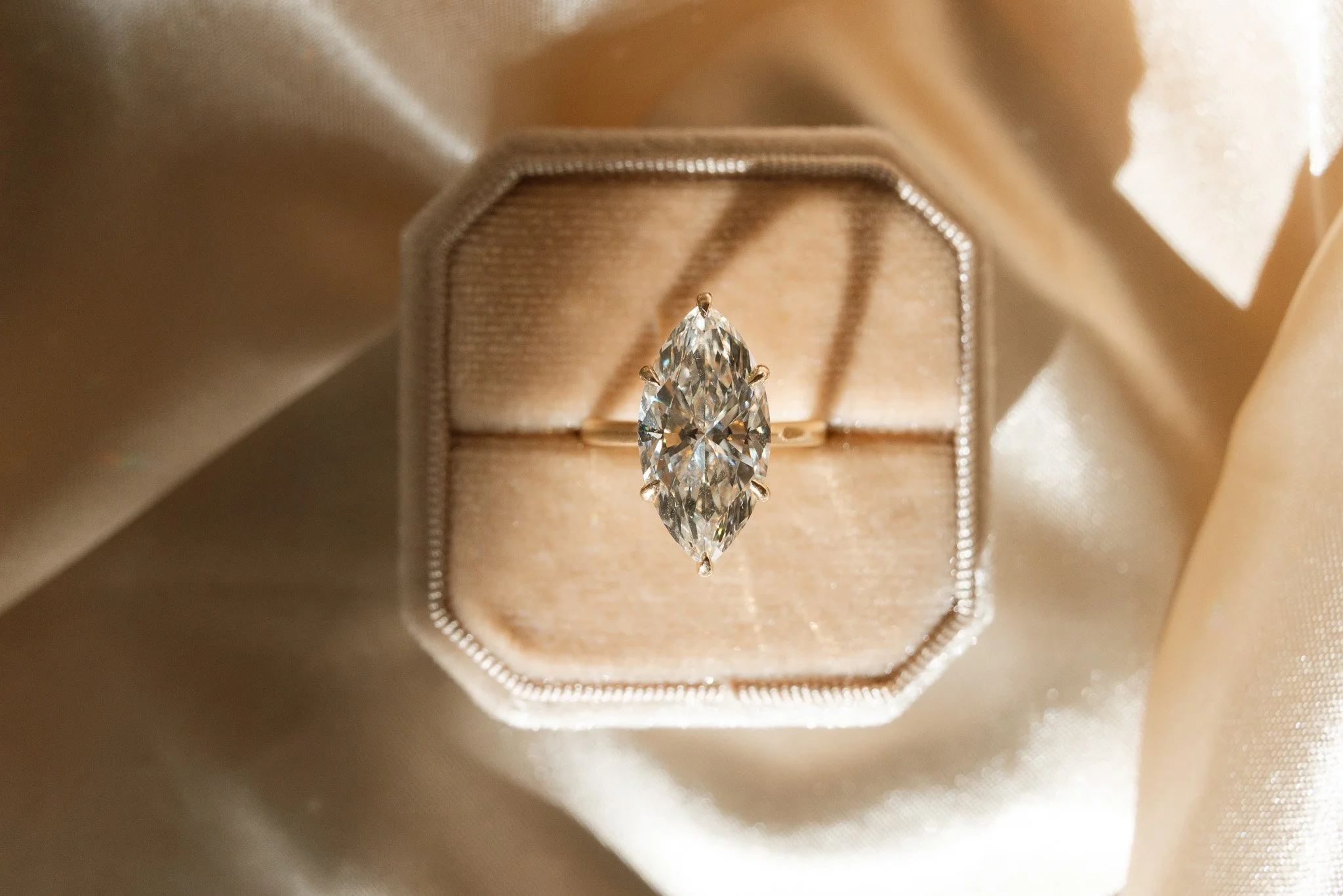 Marquise Solitaire Engagement Ring -Lab Diamond- 14k Solid Gold