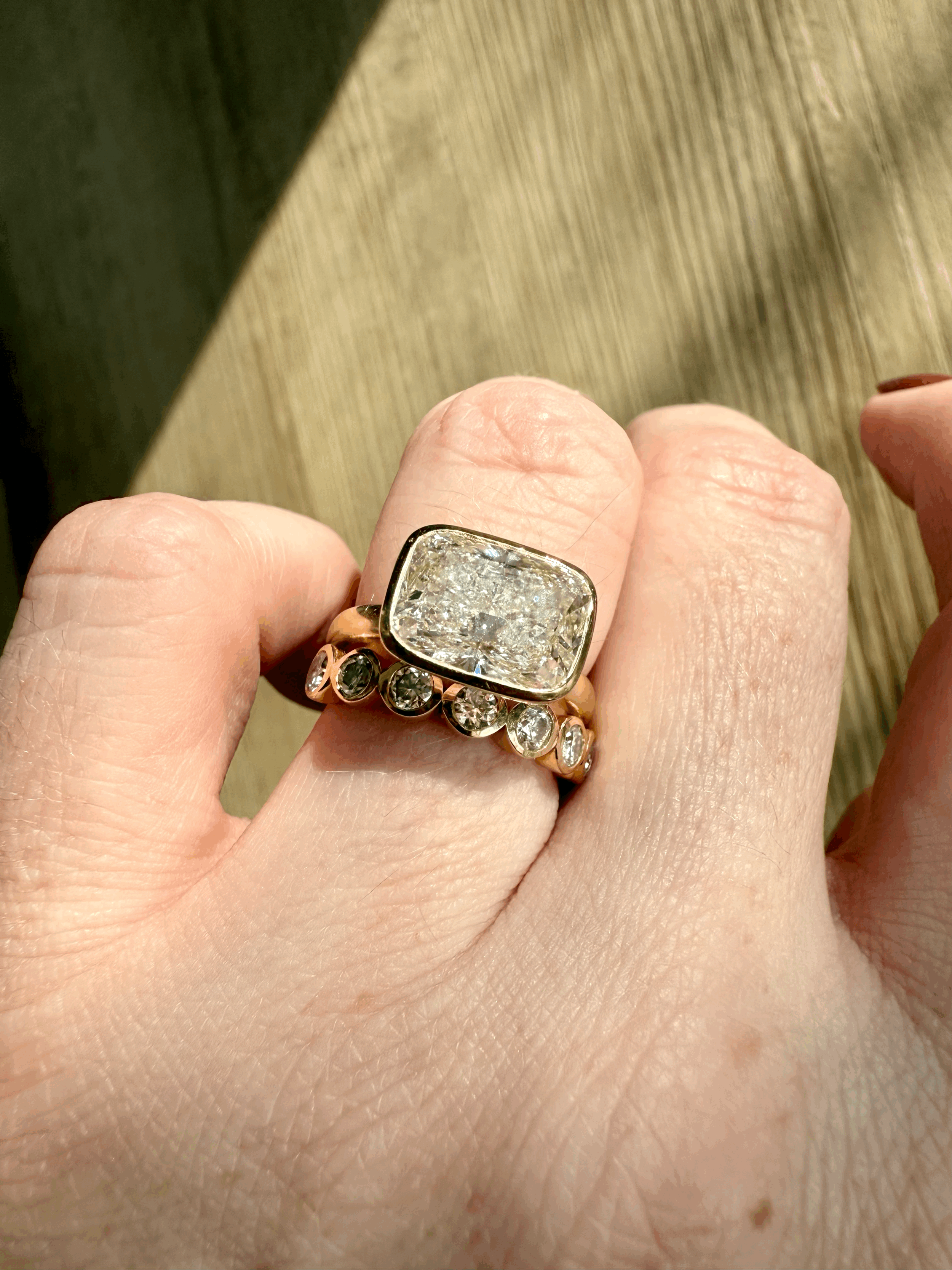 The Chris- East West  Solitaire Bezel Set Engagement Ring SETTING ONLY