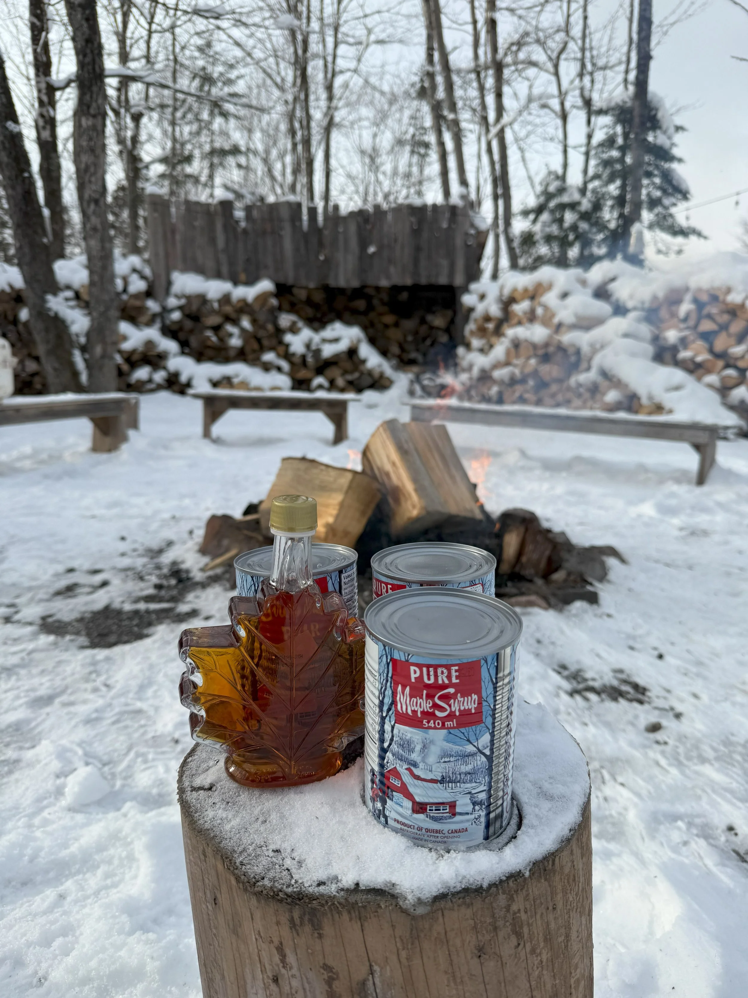 produits d'érable et feu