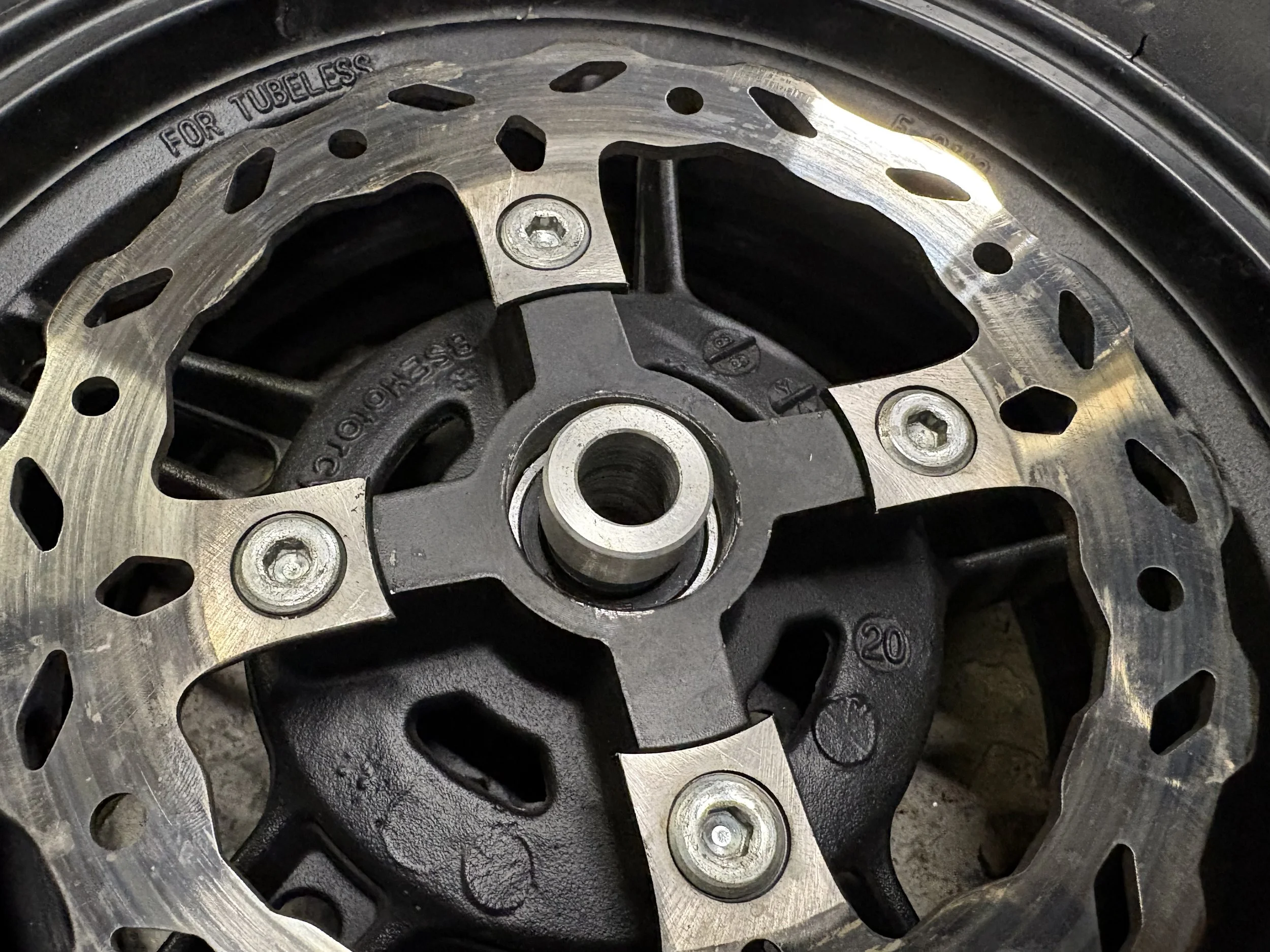 PlazCutz Racing Captive Wheel Spacer fitted to a wheel ensuring the correct offset is achieved when installed