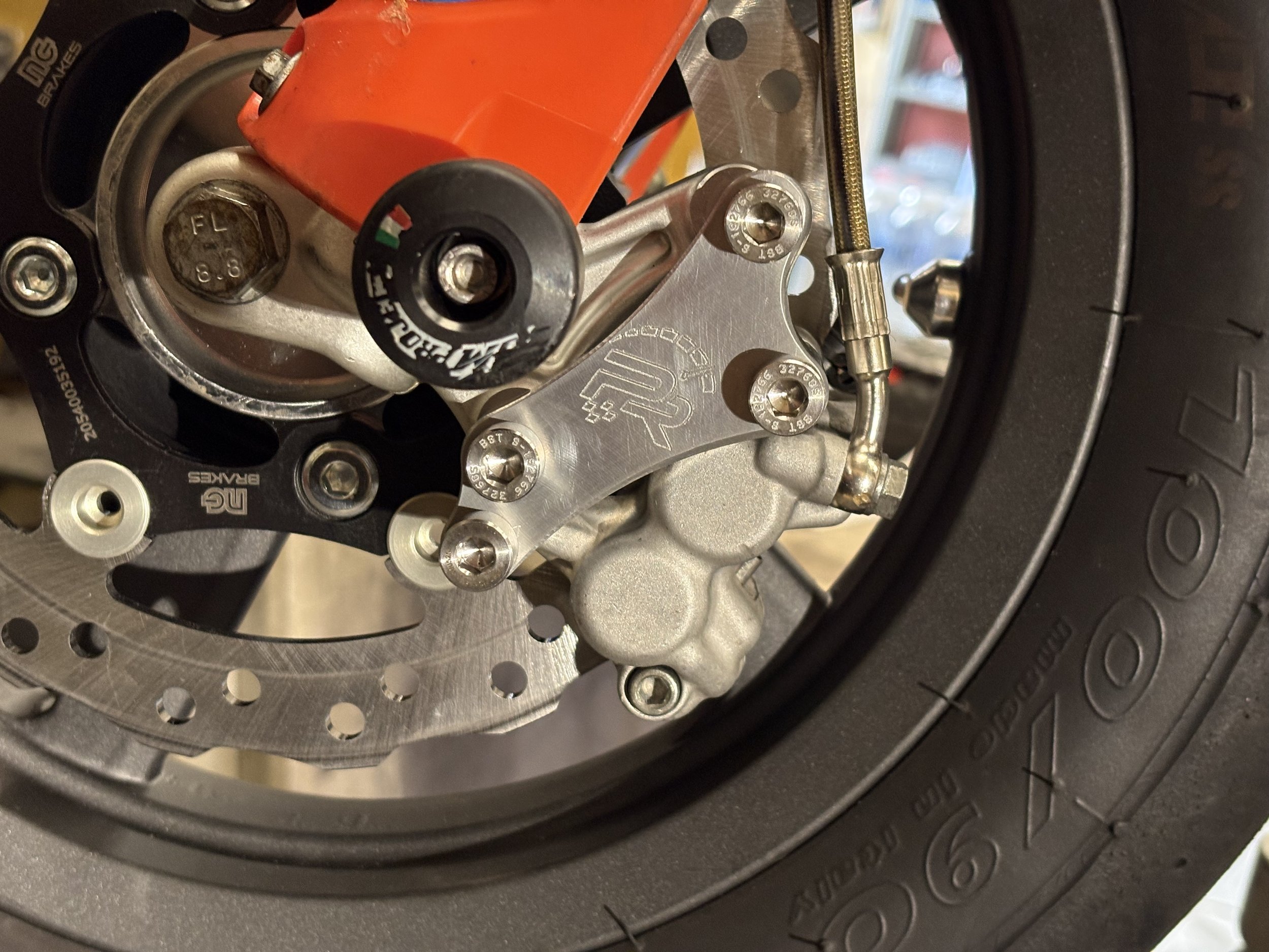 KTM Husky 65cc PlazCutz Racing 220mm big brake conversion adapter 7.jpeg