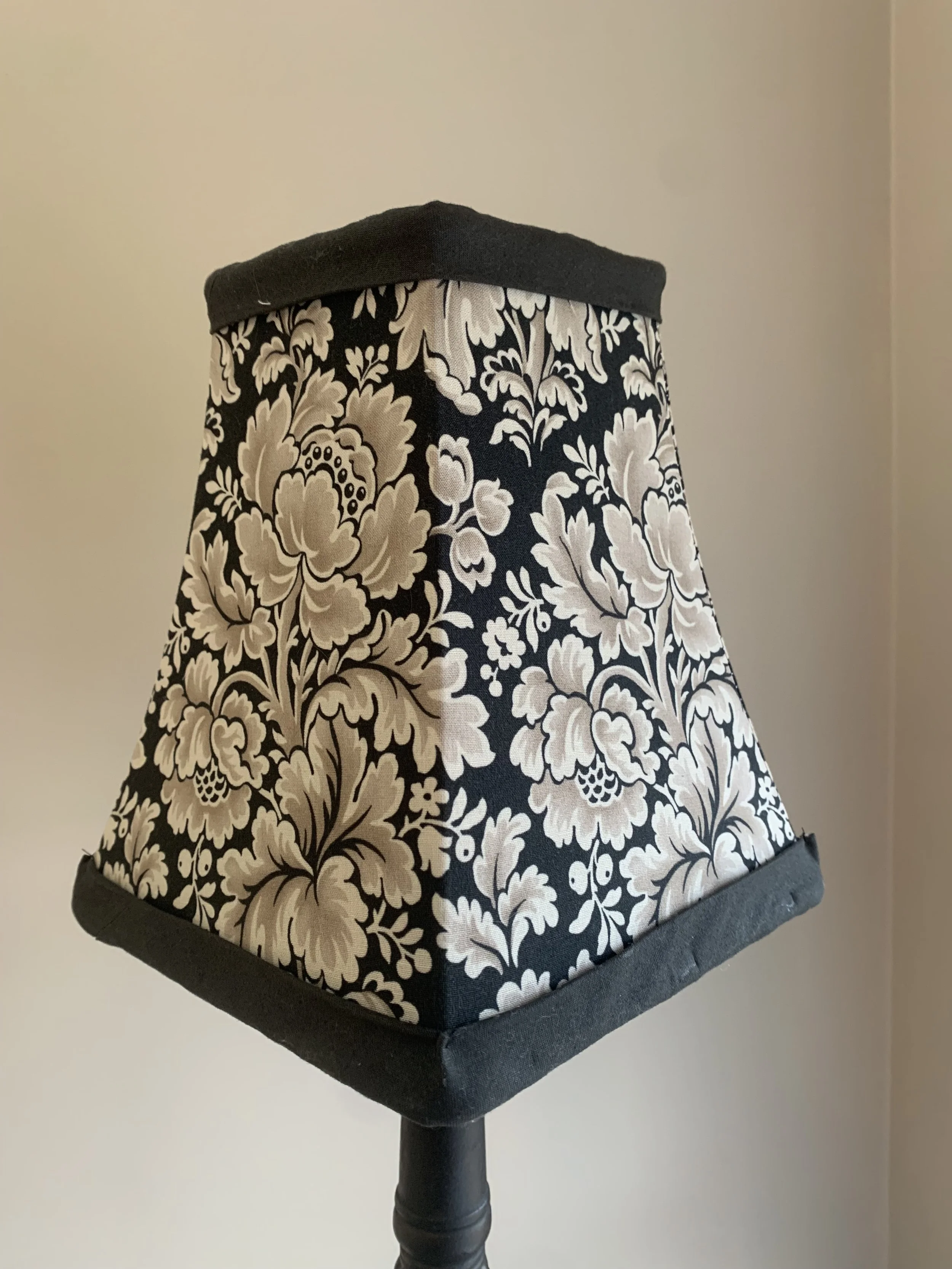 Black Floral Square Handsewn Lampshade