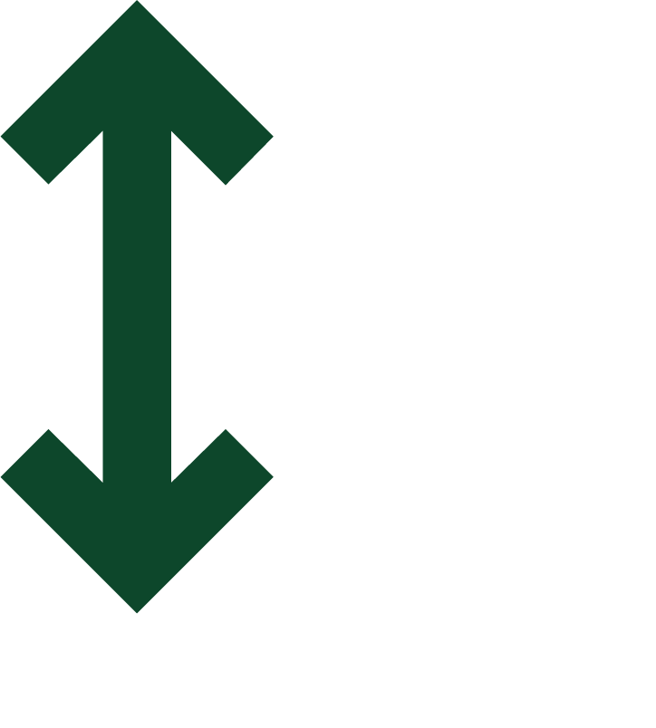 Green double-sided arrow pointing up and down