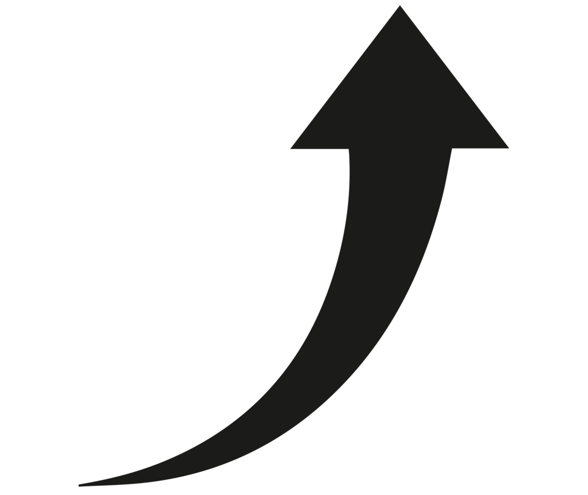 Black arrow pointing upward on a transparent background.