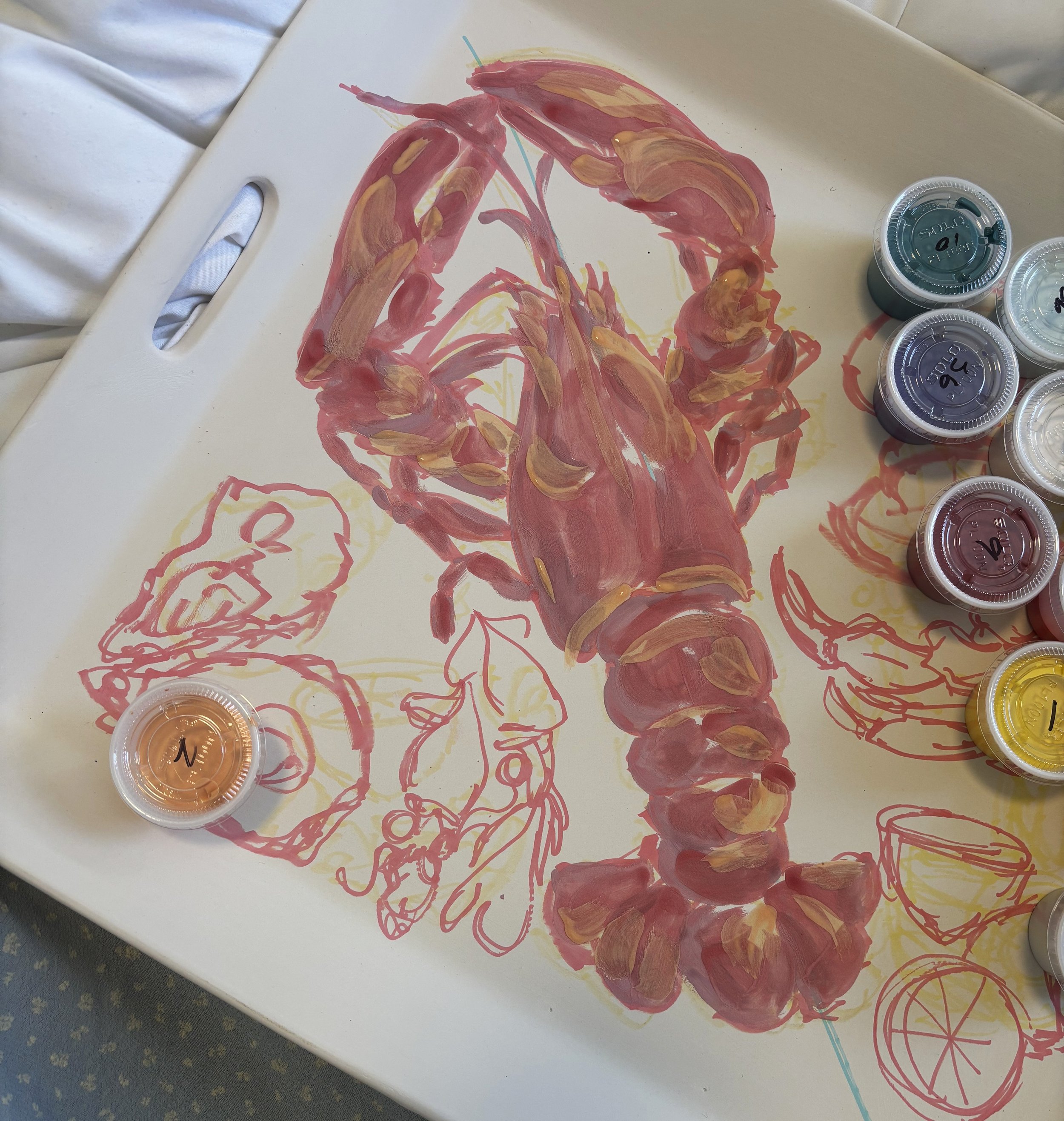 "Ocean Gifts", 2 of 4. Here begins the process of adding color and depth to each subject. 