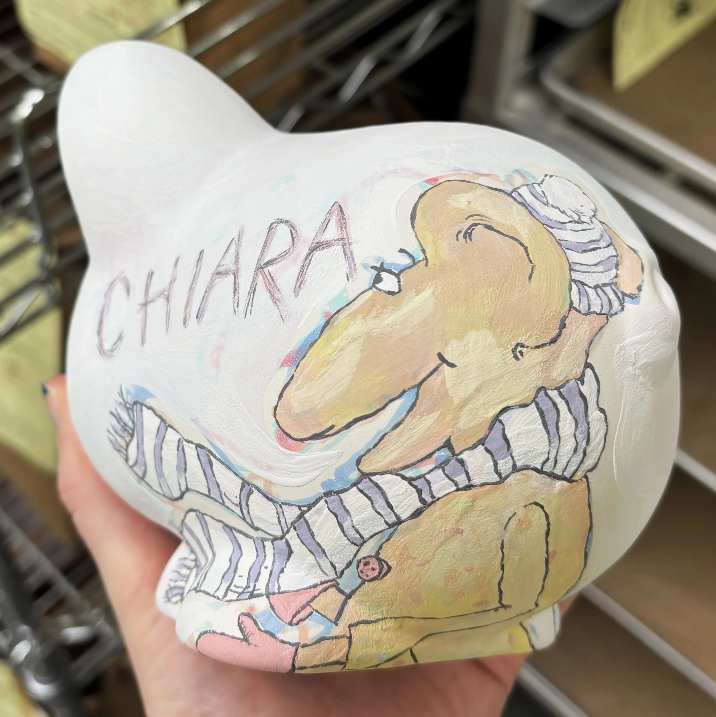 Picture-book bank, 1 of 3. Another fun project inspired by a very sweet story, before being fired!