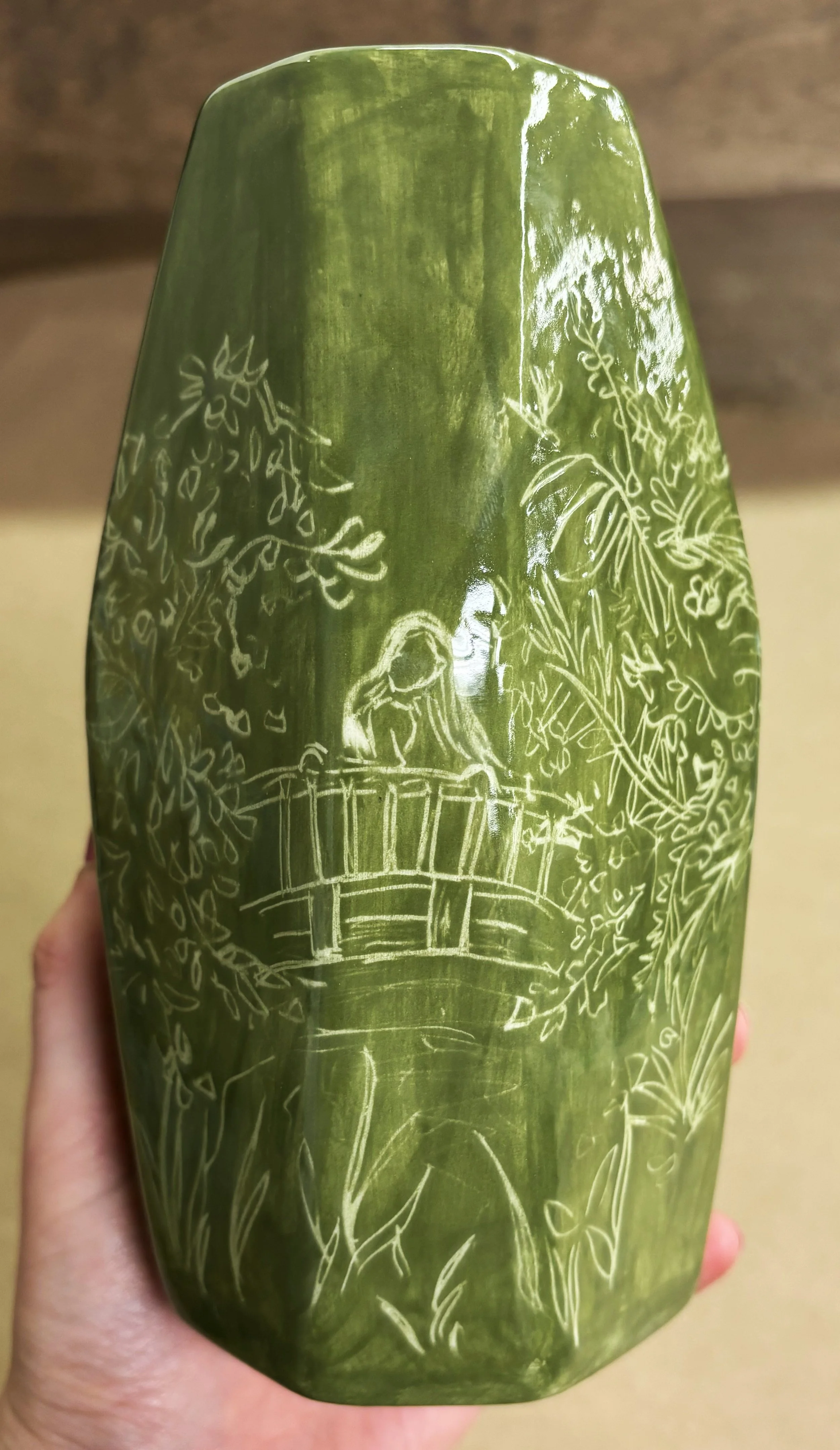 3 of 4. Sgraffito technique, etching out a friend within nature!