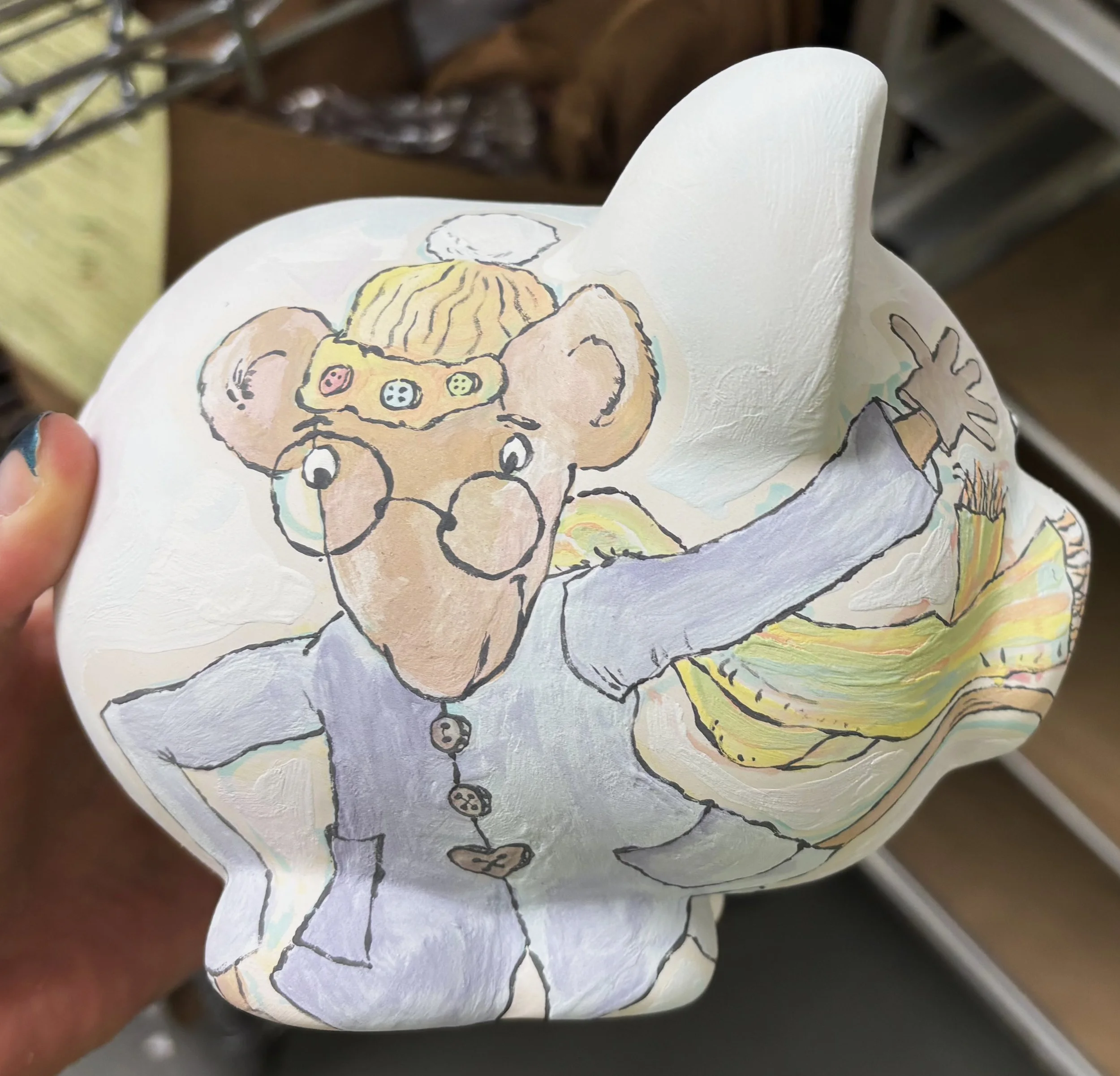 Picture-book bank, 2 of 3. Another fun project inspired by a very sweet story, before being fired!