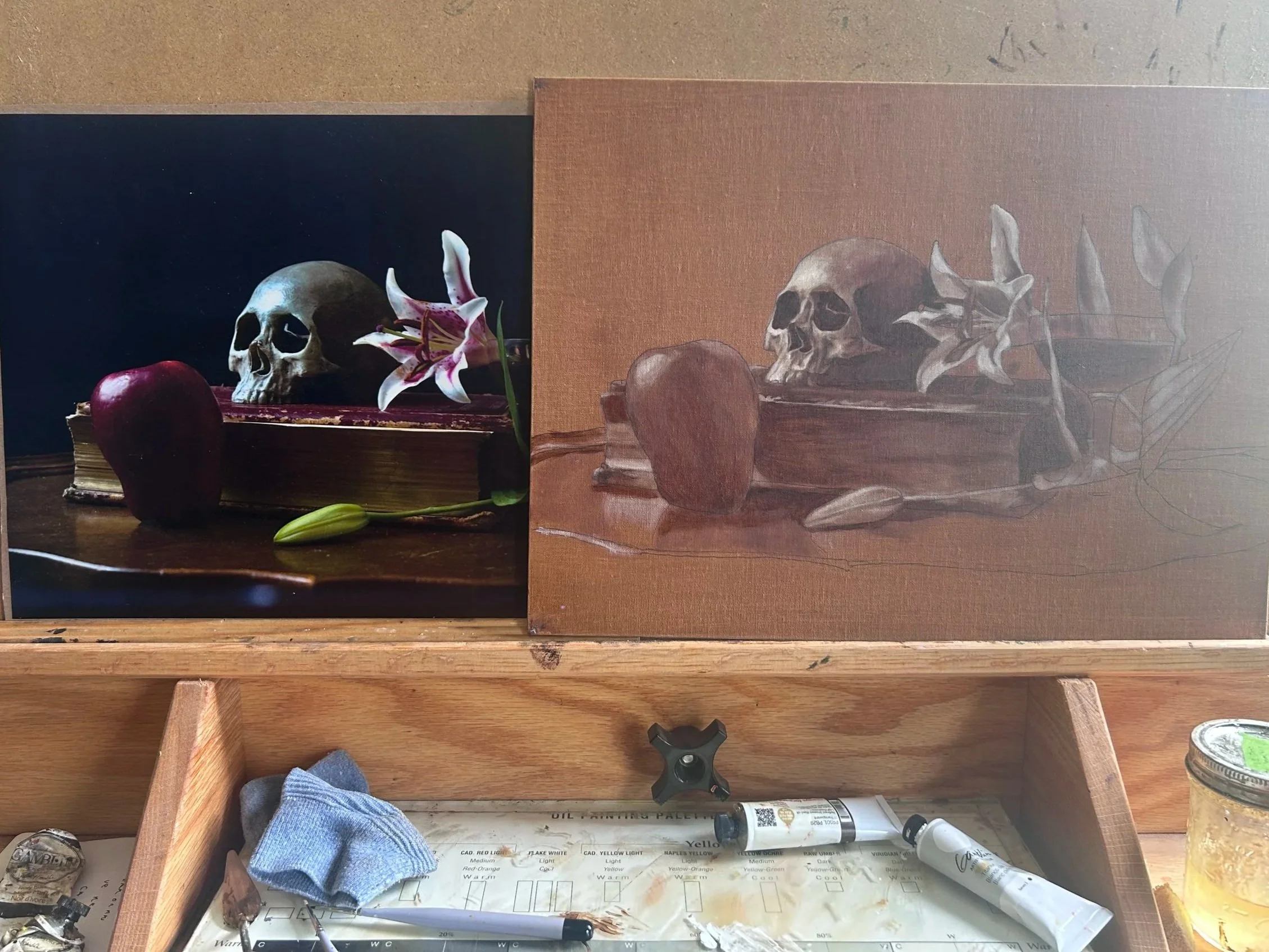 Original still life underpainting. 