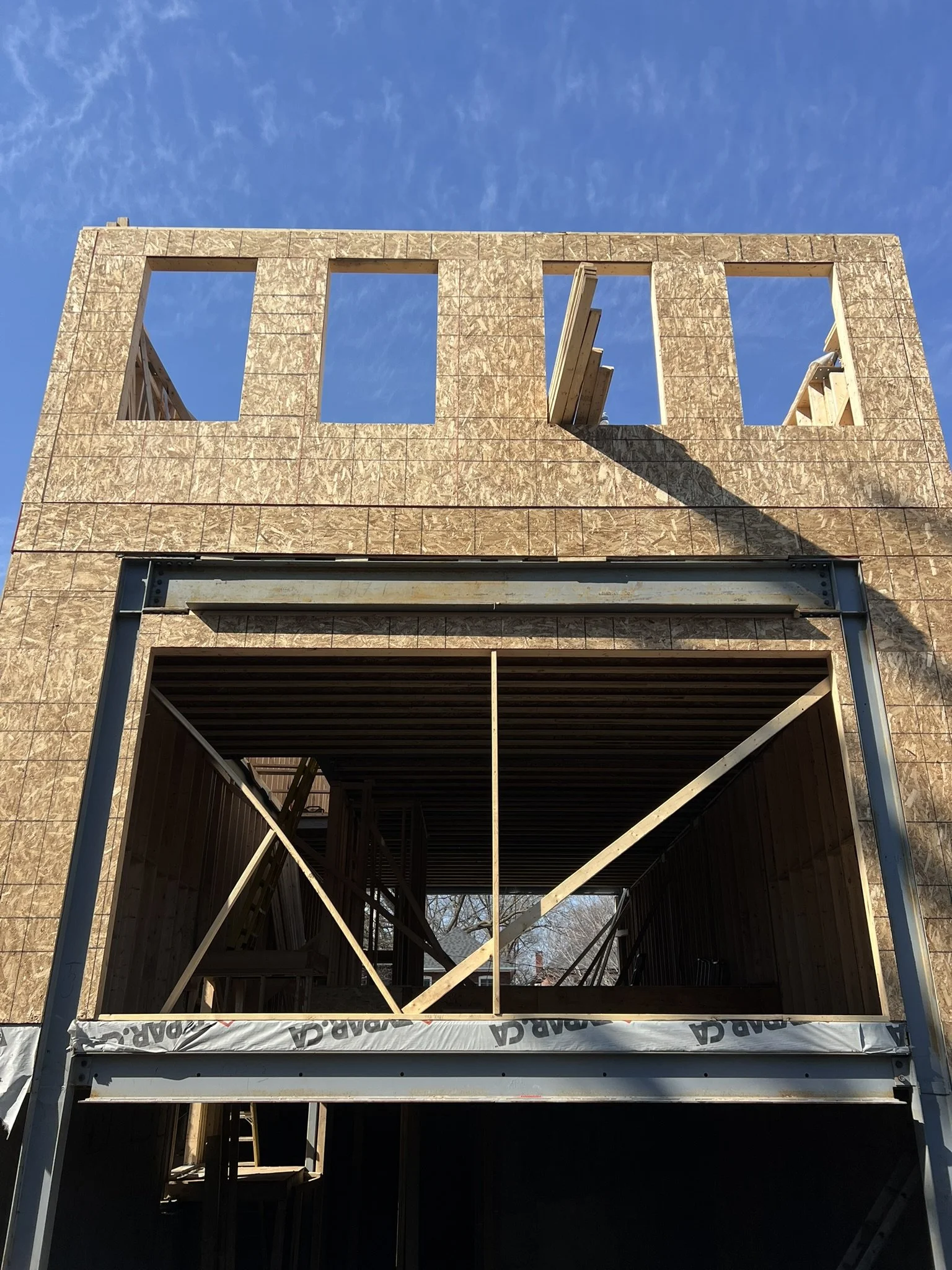 Rear view of 3-storey Multiplex construction.