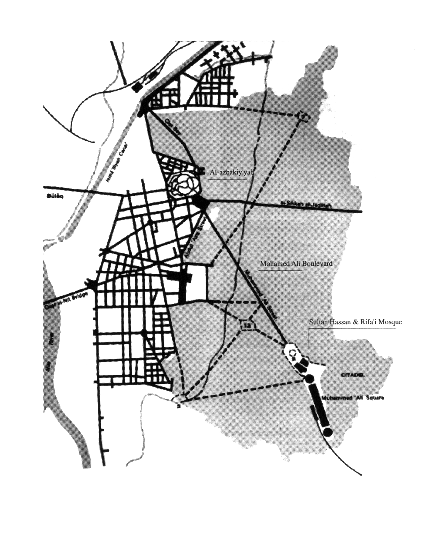 Map illustrating the path of Mohamed Ali Street