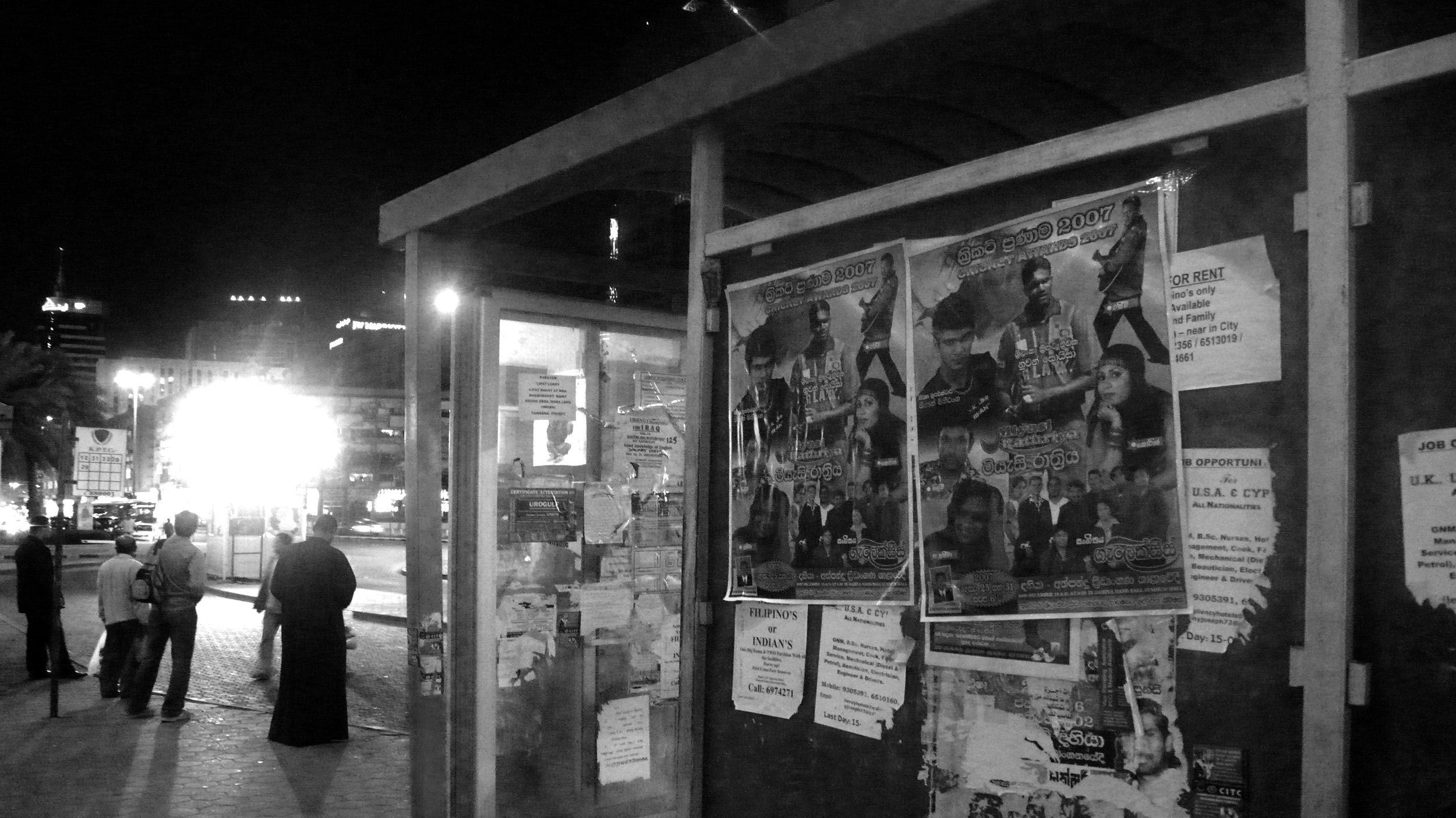 A Bus Stop in Downtown Kuwait, 
a space appropriated by South Asian Migrants. 2007
