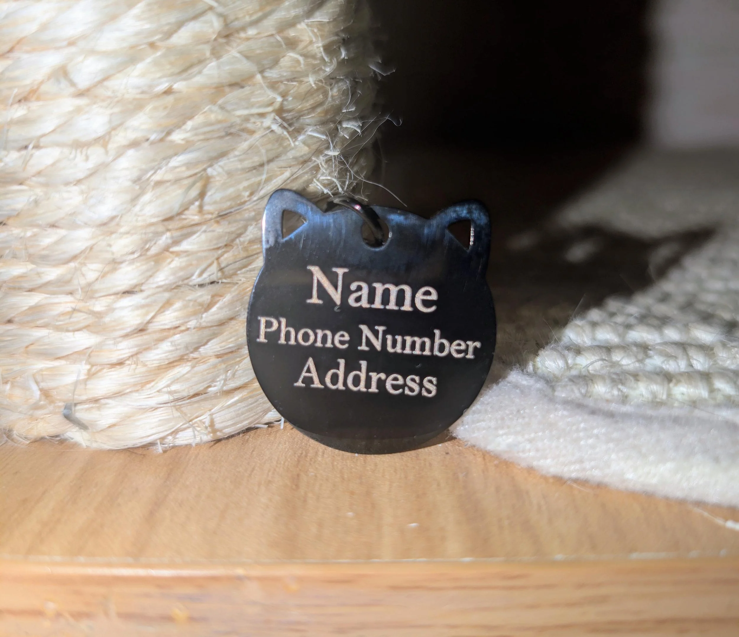 Deep engraved pet collar info tag 28mm