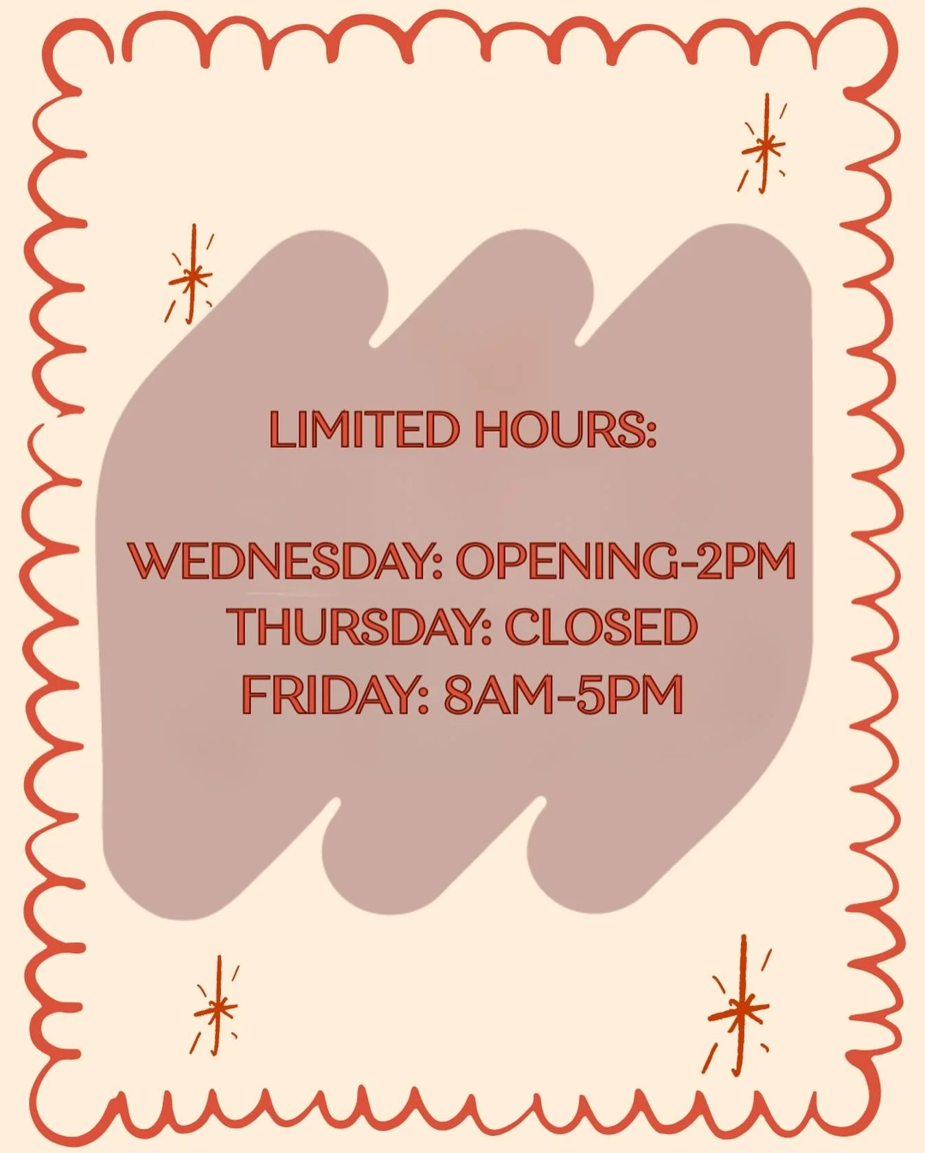 Lookout 👀 we have adjusted hours this week, friends!!

Get your coffee orders in and grab your beans to pair with your yummy desserts! We&rsquo;re beyond grateful to have you apart of our daily lives 💛